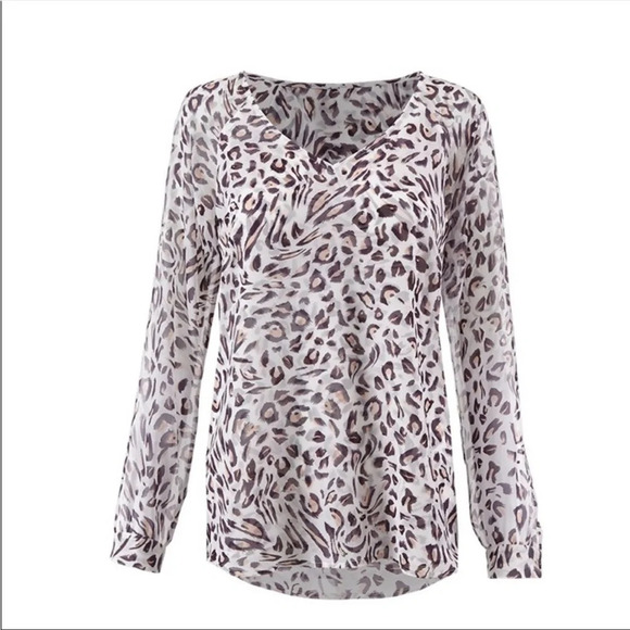 Cabi White Leopard Animal Print Chiffon Glamour Blouse Top Size Medium - Picture 12 of 12
